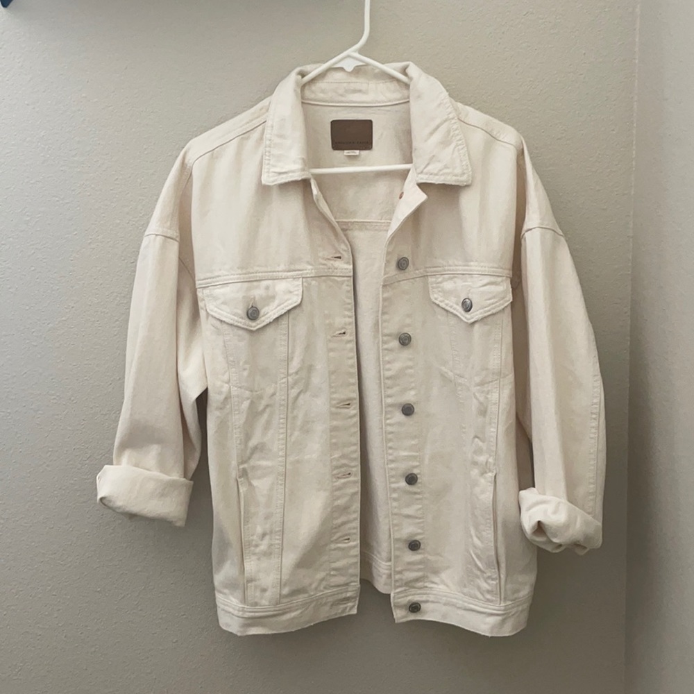 Cream oversized denim jacket